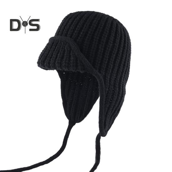 Унисекс зимняя шапка вязаная толстая теплая ветрозащитная однотонная защитная шапочка — фото 17