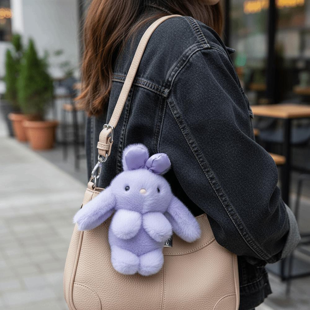 Lifelike Bow Bunny Plush Keychain Stuffed Animal Bow Bunny Plush Toy  Bag Decoration