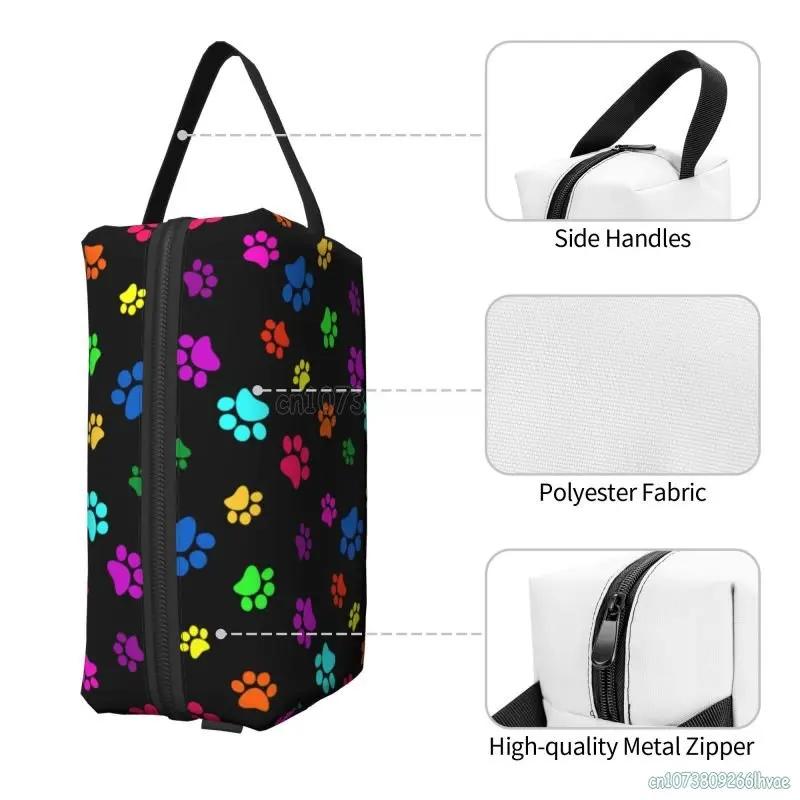 Multicolor Paws Dog Makeup Bag Waterproof Travel Cosmetic Bag Toiletry Pouch Organizer for Women Large Capacity Storage Bags