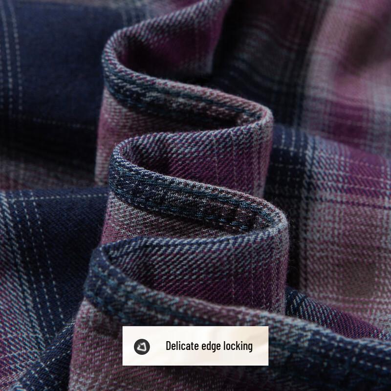 Futing Heren Volledig Katoen Dubbel Geborsteld Lange Mouwen Geruite Overhemd