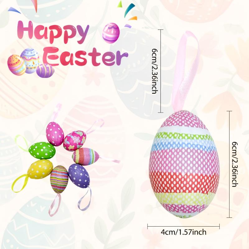 

30/12PCS Easter Eggs Pendant Kit with Rabbit Painting Colorful Funny Painted Paper Eggs Educational Foam Hanging Ornaments