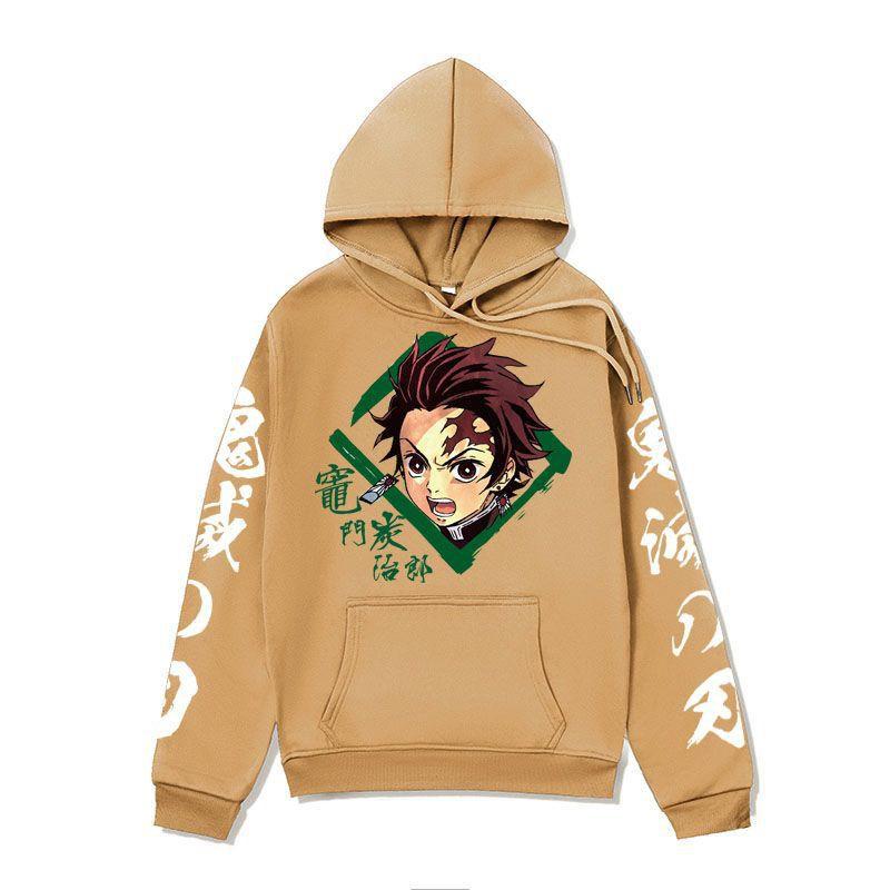 Anime Demon Slayer Hoodie Mens Winter Fleece Lined Oversized Casual Streetwear Pullover