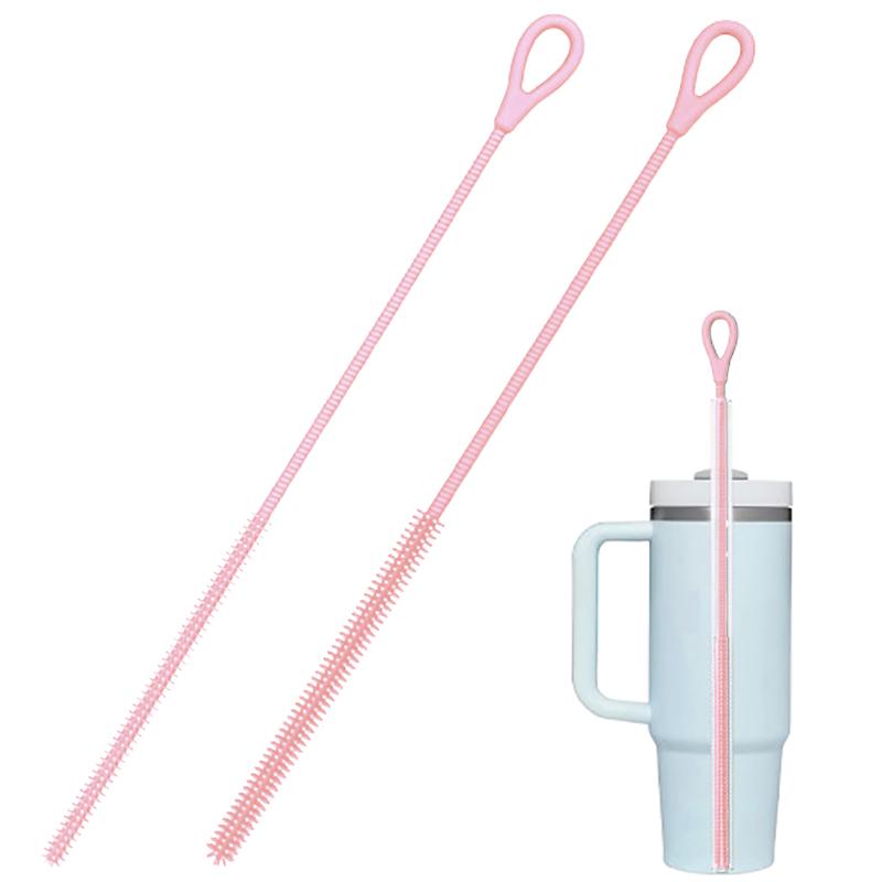 

Силиконовая щетка для чистки соломинок, 2 шт., очень длинная щетка для чистки соломинок, щетка для чистки щетинок соломинок для чистки Stanley розовый