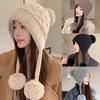 Warm Lining Pullover Cap Pom Pom Ball Woolen Hat New Beanie Hat  Women