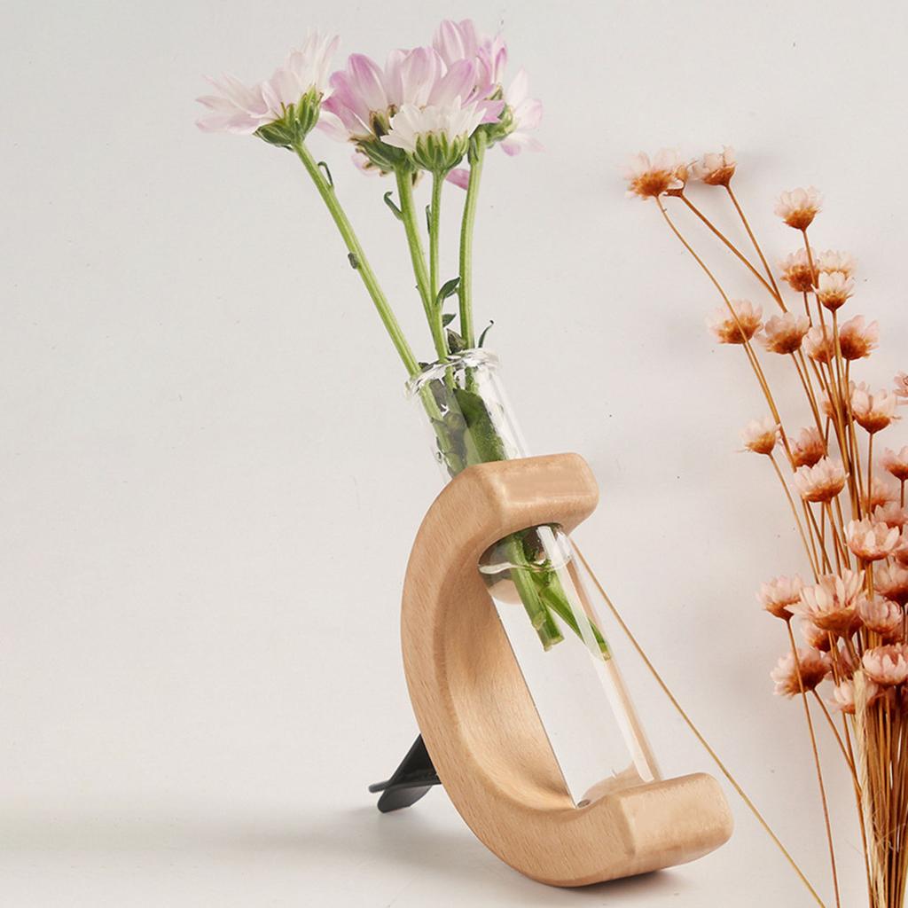 Massivholz Auto Blumenvase, Kreatives Mittelkonsolen Luftauslass Blumenarrangements Gerät, DIY Blumenhalter Autozubehör