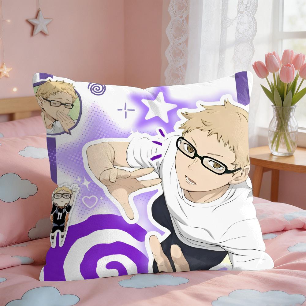 HHaikyuu Anime Role Cushion Cover Square Short Plush Pillow Case Living Room Sofa Home Decor Funda X