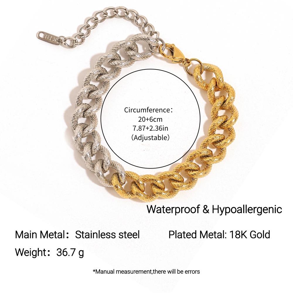 Yingtai Women's Non-fading Oval Colorful Irregular Stainless Titanium Steel Bracelet, Electroplated 18k Gold, European & American Style.