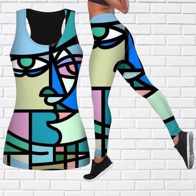 Blue Matchmaker Print Yoga Outfit for Women Fashion Workout Leggings Fitness Sports Casual Yoga Pants