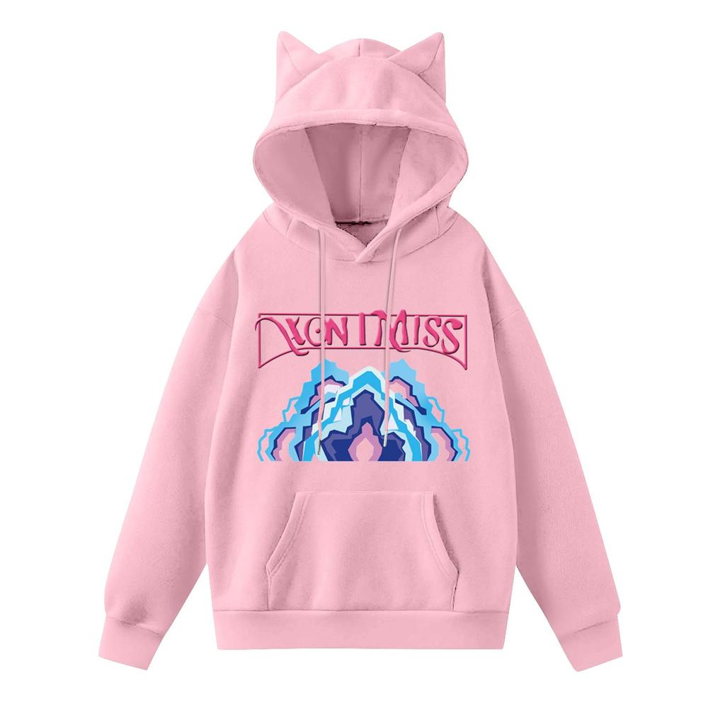 Ladies Fashion Casual Long Sleeve Printed Round Neck Hoodie Pullover Top With  Pockets