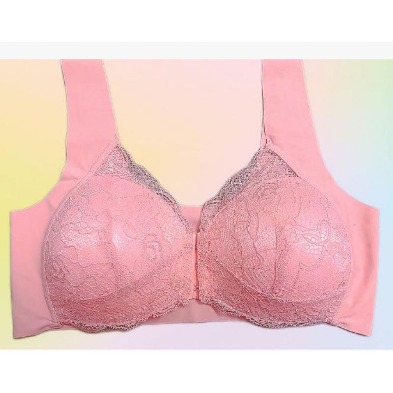European & American Stylish Lace Front Buckle Wirefree Bra - Minimizes and Enhances with Beautiful Back