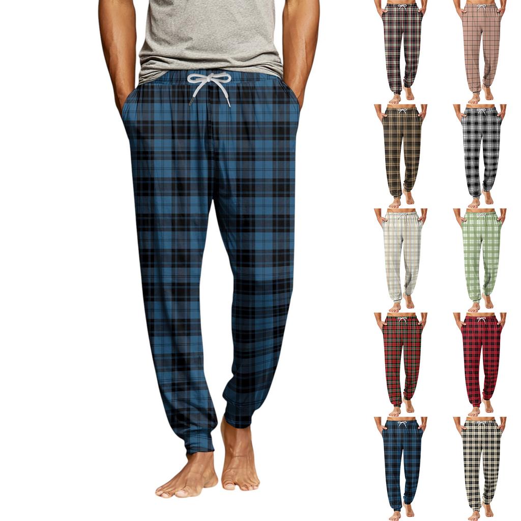 Men's Drawstring Pocket Cuffed Casual Pants Home Sleep Pants