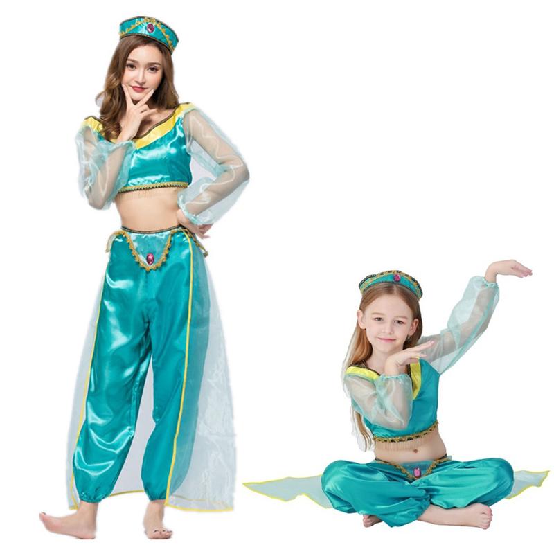 Princess Aladdin Halloween Jasmine Adult Ladies Suit Cosplay Dress Costume Set