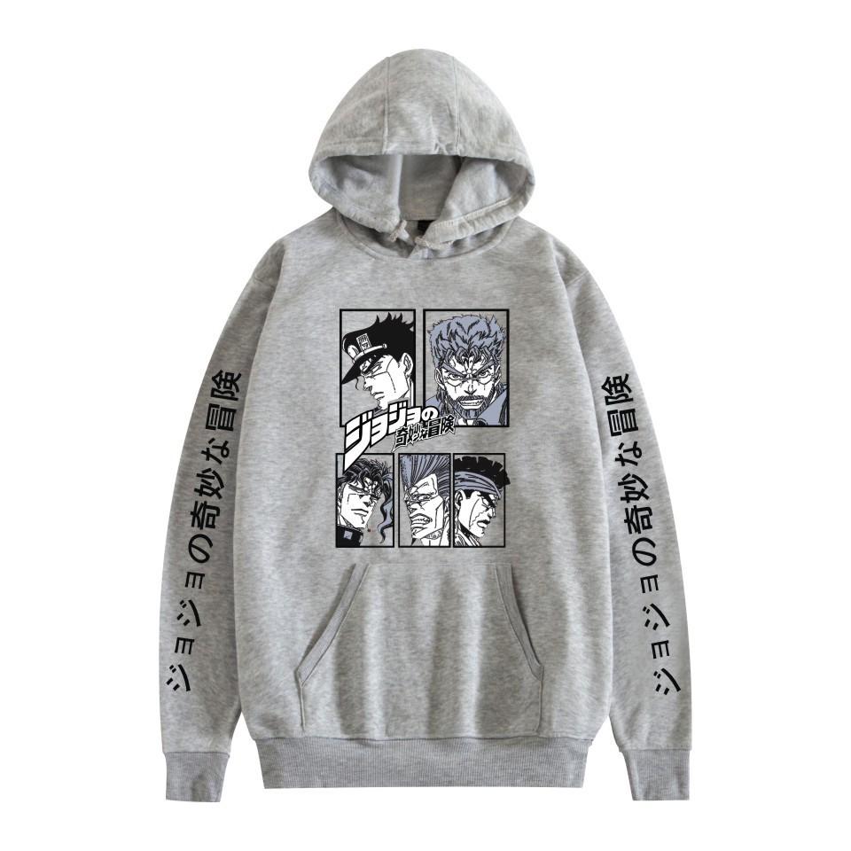 Japanese Anime JOJO Bizarre Adventure Printed Hoodie with A Fluffy Lining Man Sweatshirts Long Sleeve Fashion Female Streetwear