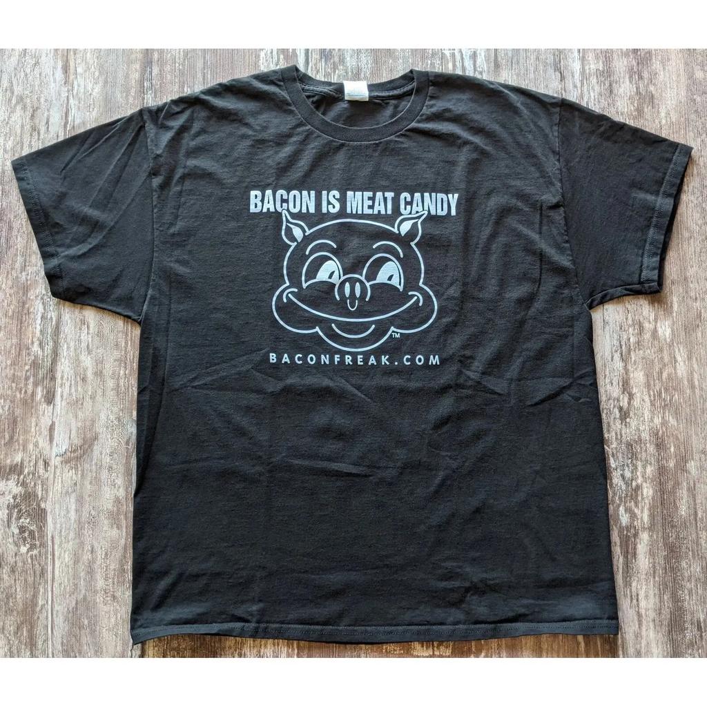 Bacon Is Meat Candy Freak Pig Hog Black Xl T Shirt Cotton Short Sleeve Vintage Versatile Unisex Stylish Soft Graphic