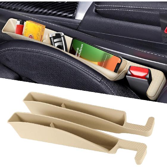 2PCS Car Seat Gap Filler Organizer, Multifunctional Seat Gap Storage Box for Phone Key, Stop Things from Dropping Between Seat and Console, Universal