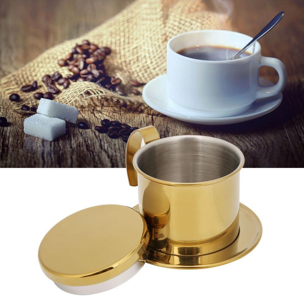 Gloss Gold Stainless Steel Coffee Filter Stainless Steel Coffee Filter Drip Pot Home Use