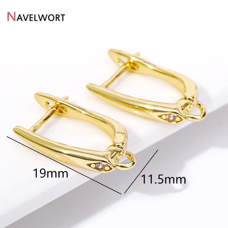 18K Gold Plated Brass Metal Earwires Basic Fasteners,Earring Fixtures,Inlaid Zircon Earring Hooks,Earring Making Supplies