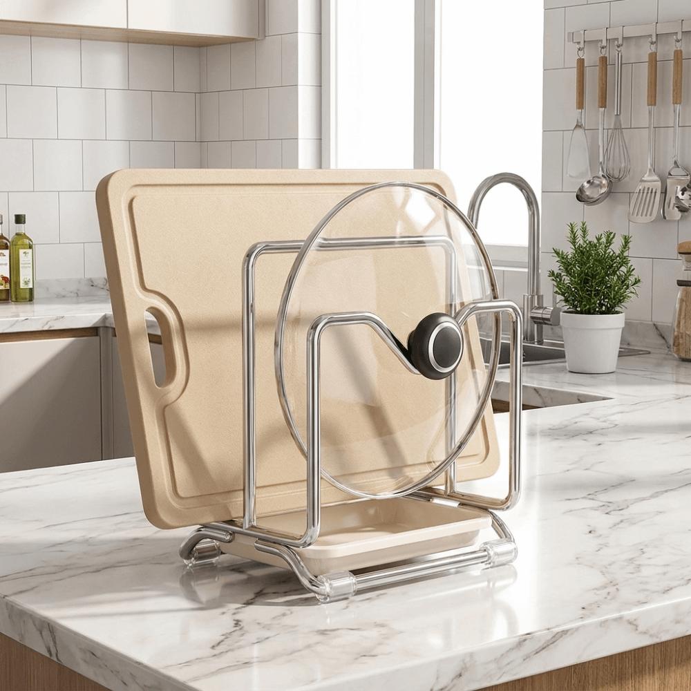 Anti-slip Multi-layer Pot Lid Rack Stable Pot Lid Storage Rack Pot Cover Shelf Pantry