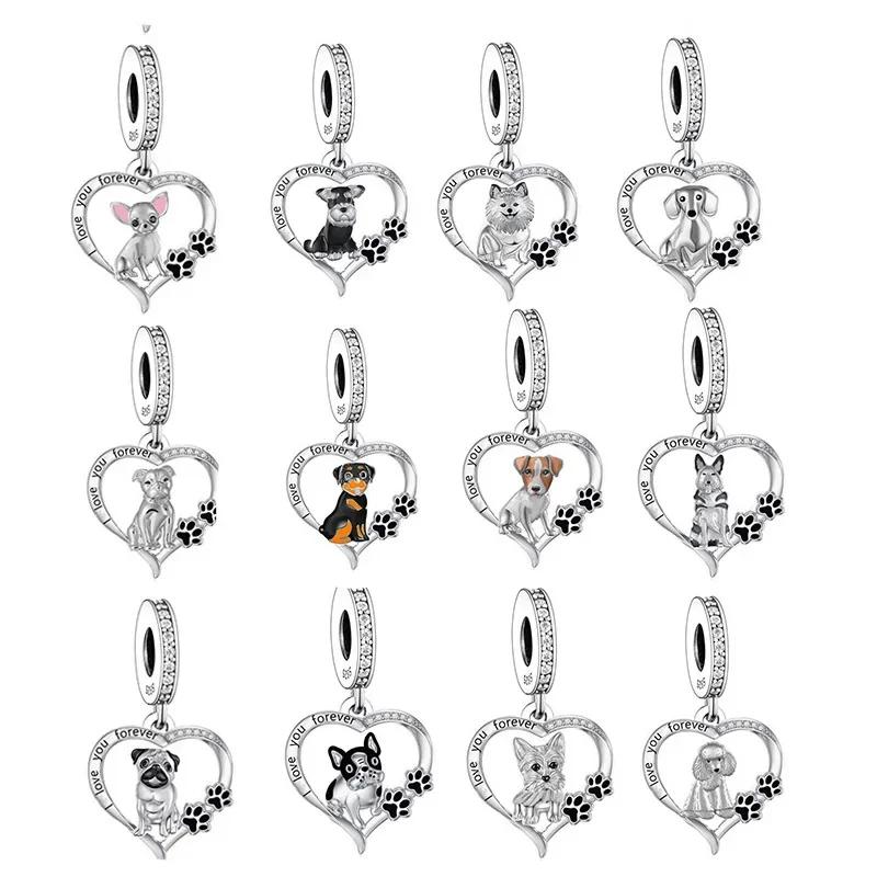 Huoonew Fit Original Pan Charm Braceletcopper I Love You Forever Yorkshire Dog Bead For Making Diy Memorial Berloque