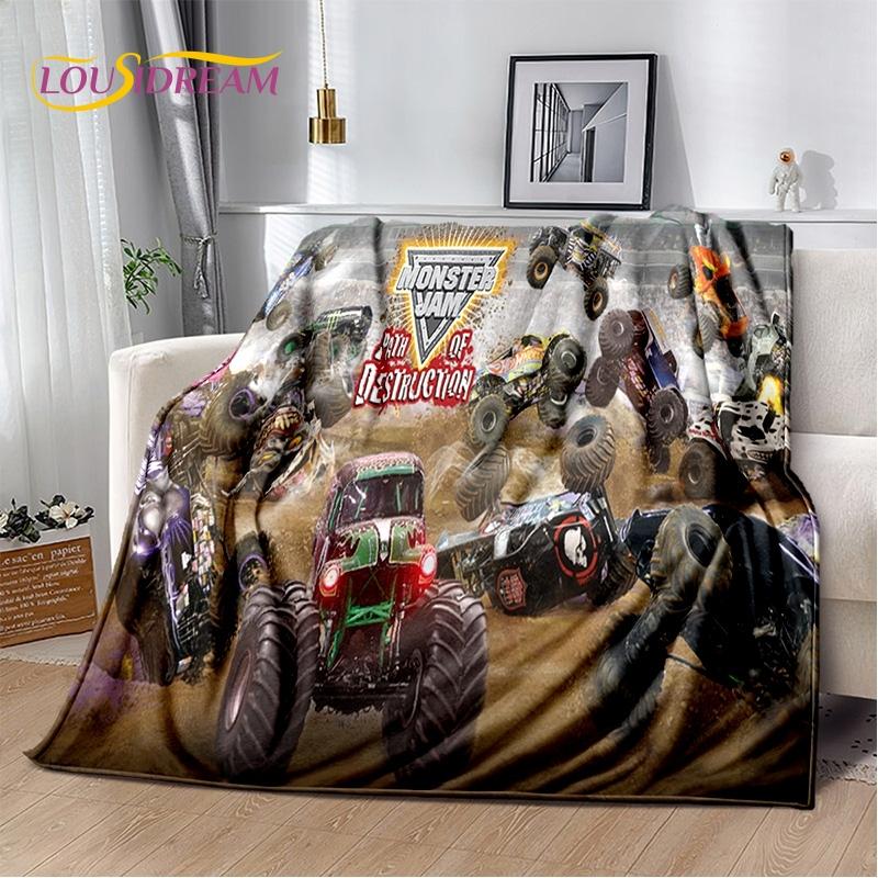 Monster Truck 3D Monster Jam Cartoon Soft Blankets,Keep Warm Throw Blanket Comfortable Blanket for Picnic Beds Sofa Home Bedroom