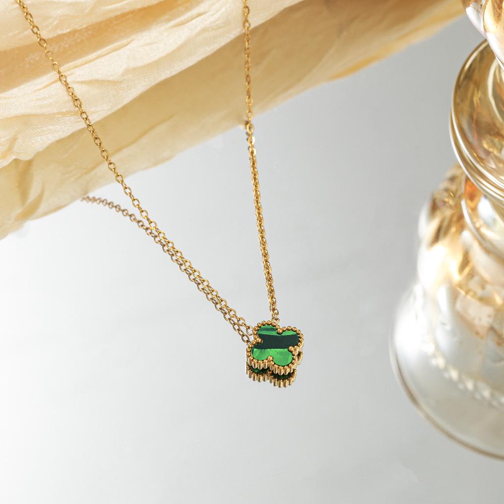 

Ожерелье «Четырехлистный клевер», высококачественная двусторонняя титановая сталь, не выцветает, аксессуар для головного убора «Клевер на удачу»