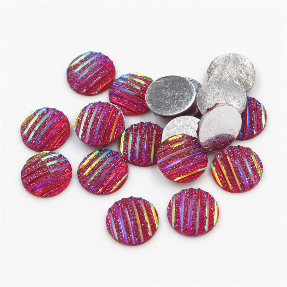 40pcs 8mm 10mm 12mm Mix Colors Mermaid Fish Scale Flat back Rhinestone Round Cabochon Embellishment Scrapbooking DIY Crafts