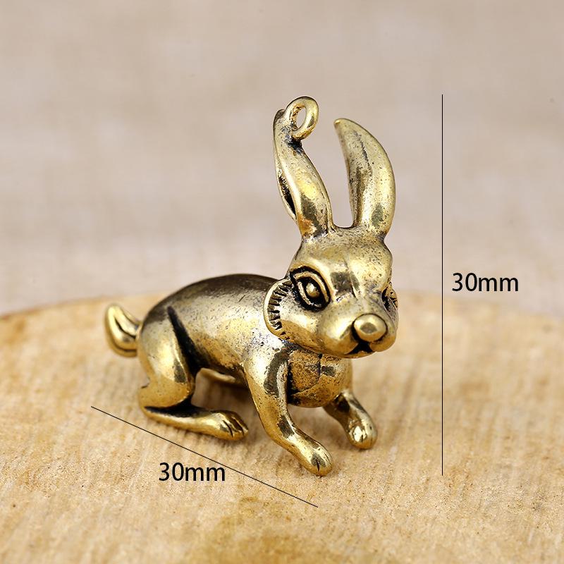Porte-clés rétro en laiton avec animaux du zodiaque - Pendentif clé simple et mignon