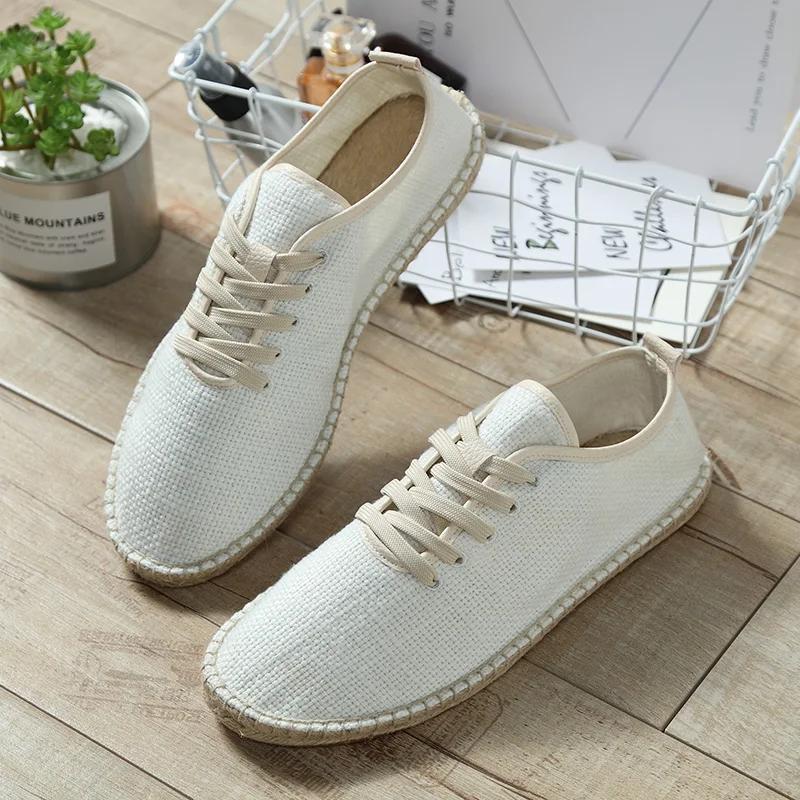Men Shoes Summer Espadrilles Men Canvas Sneakers New Breathable Fisherman Footwear Mens Slip On Loafers Large Size 47 Sneakers