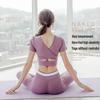 KAIQIAN Women's Short Sleeve Yoga Fitness Top with Chest Pad