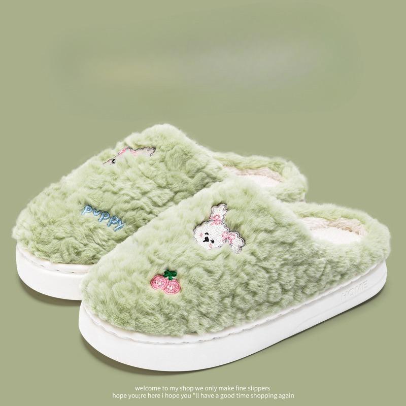 Fashion Winter PVC Cute Plush Warm Women Cotton Slippers Casual Indoor Home Rabits Head Soft Skin-friendly Unisex Non Slip House Shoes 36-37 2980₽
