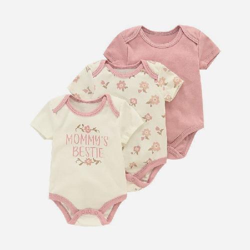 New Three-piece Baby Clothes Fart Clothes Short-sleeved Summer Printed Children's Clothing Baby One-piece Suit