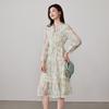 SOFSIL Women's Elegant Floral Print V-Neck Belted Dress