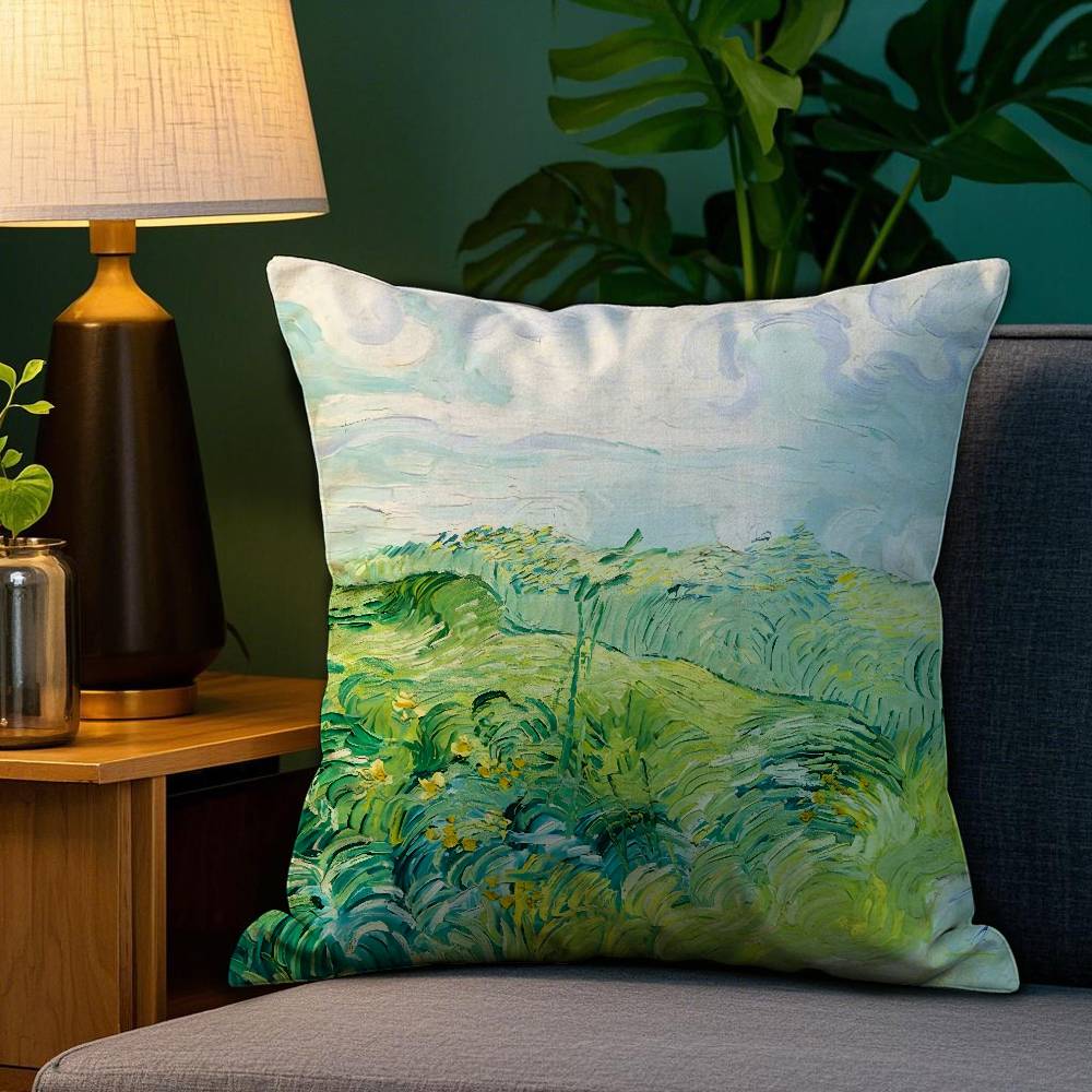 Van Gogh Oil Painting Pillow Case Sofa Living Room Bedroom Double-sided Printing Square Cushion Nap Time Cushion Cover