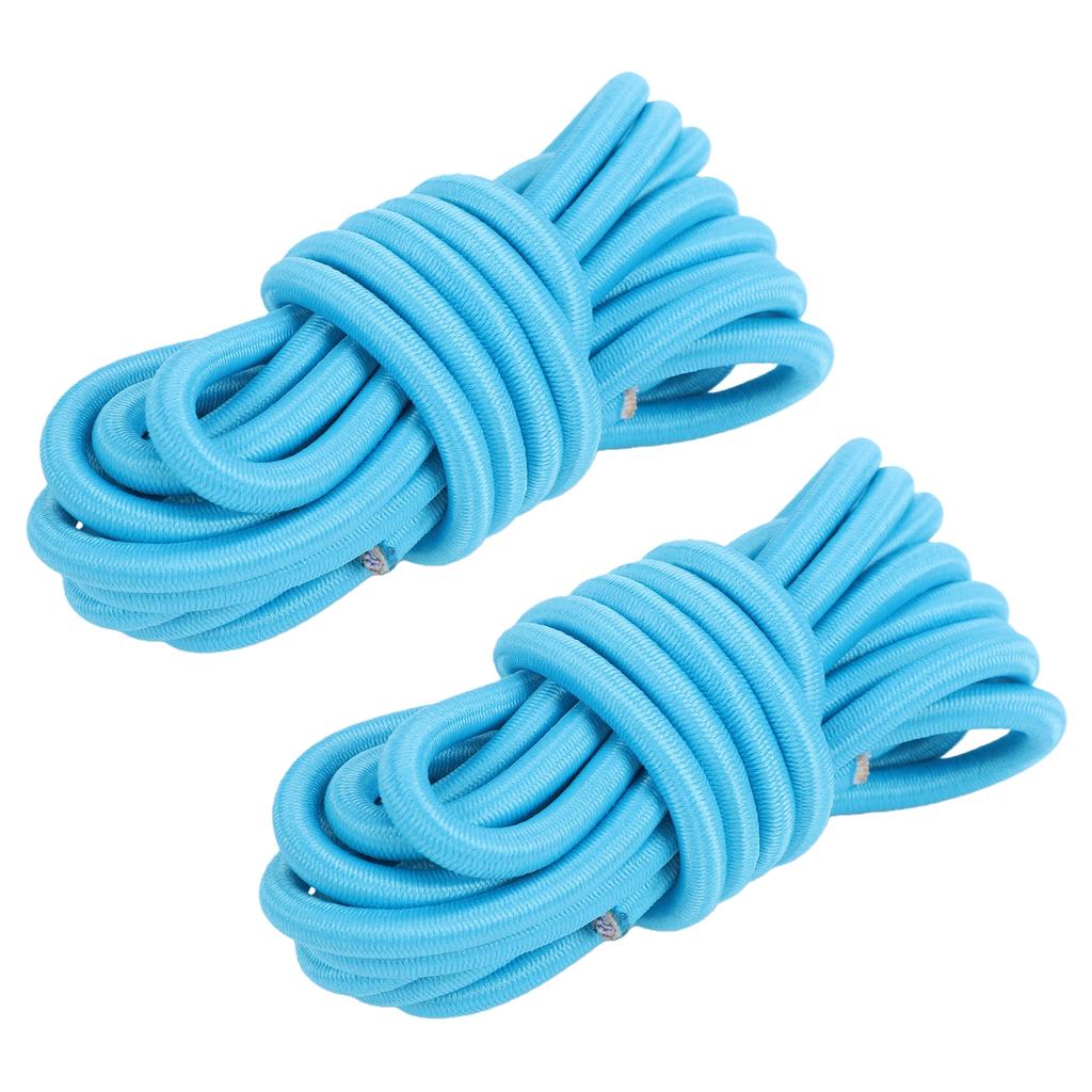 2pcs Elastic Ropes 98.4in Sun Proof Nylon Kayak Elastic Cords with Anti Slip Buckles for Paddle Surfboard Blue