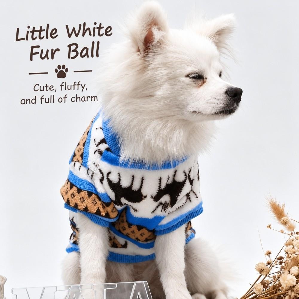 Elk Pattern Plush Dog Vest Coral Velvet Pupy Hoodie Costume For Small Medium Dog