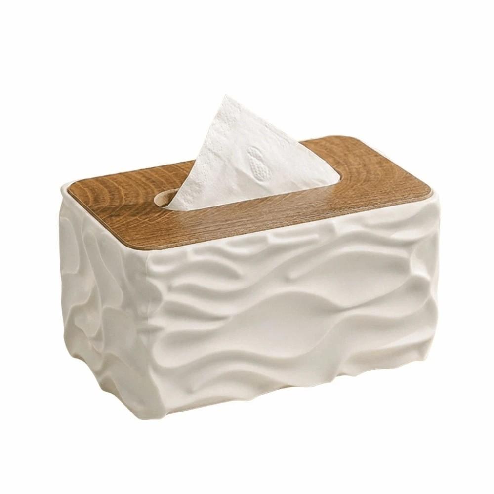 Elegant Tissue Storage Box Ripple Design Minimalist Light Luxury Napkin Holder Large Capacity Anti-slip