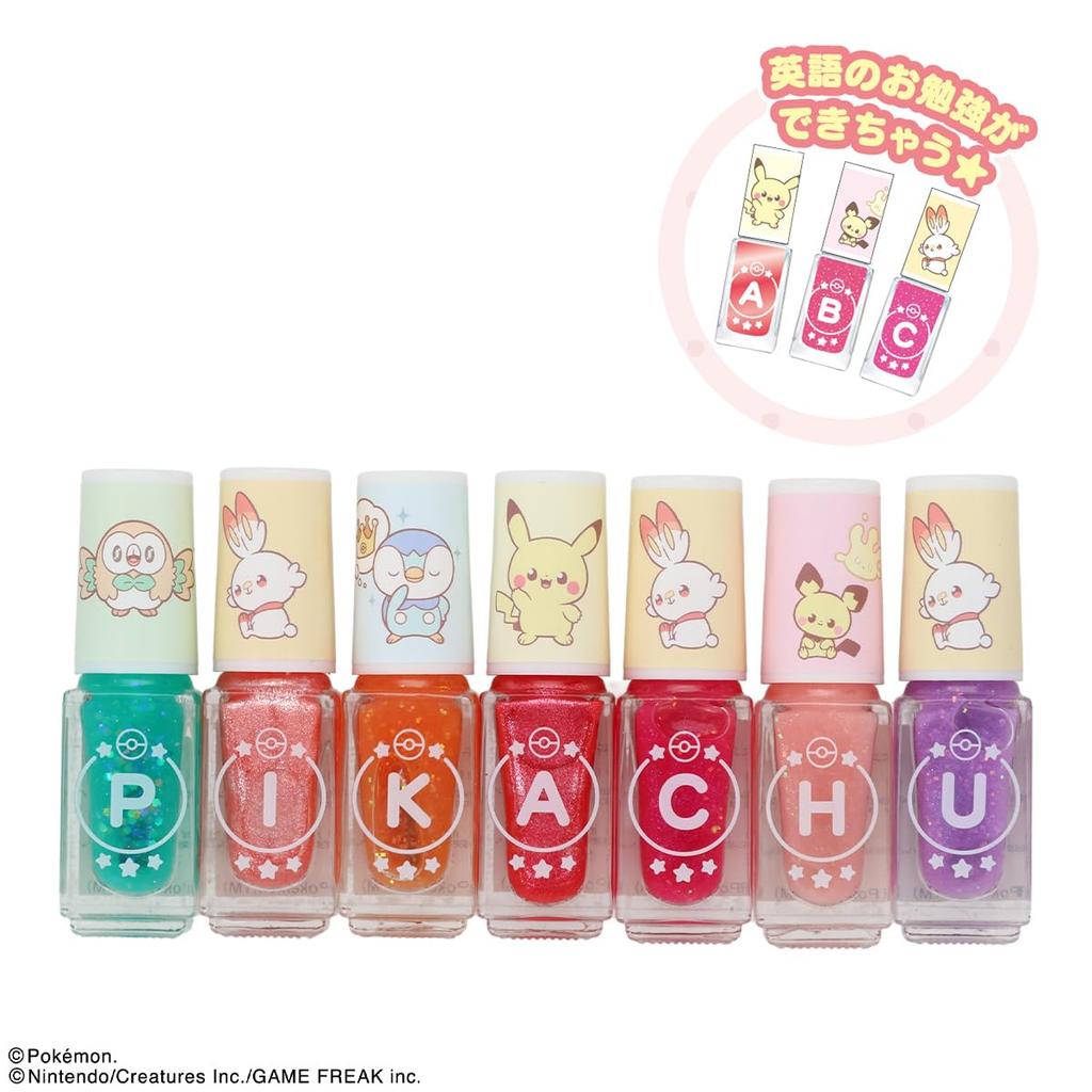 Shobido Pokémon Poke Piece Peel-Off Nail Polish Set (26 Colors) with Alphabet