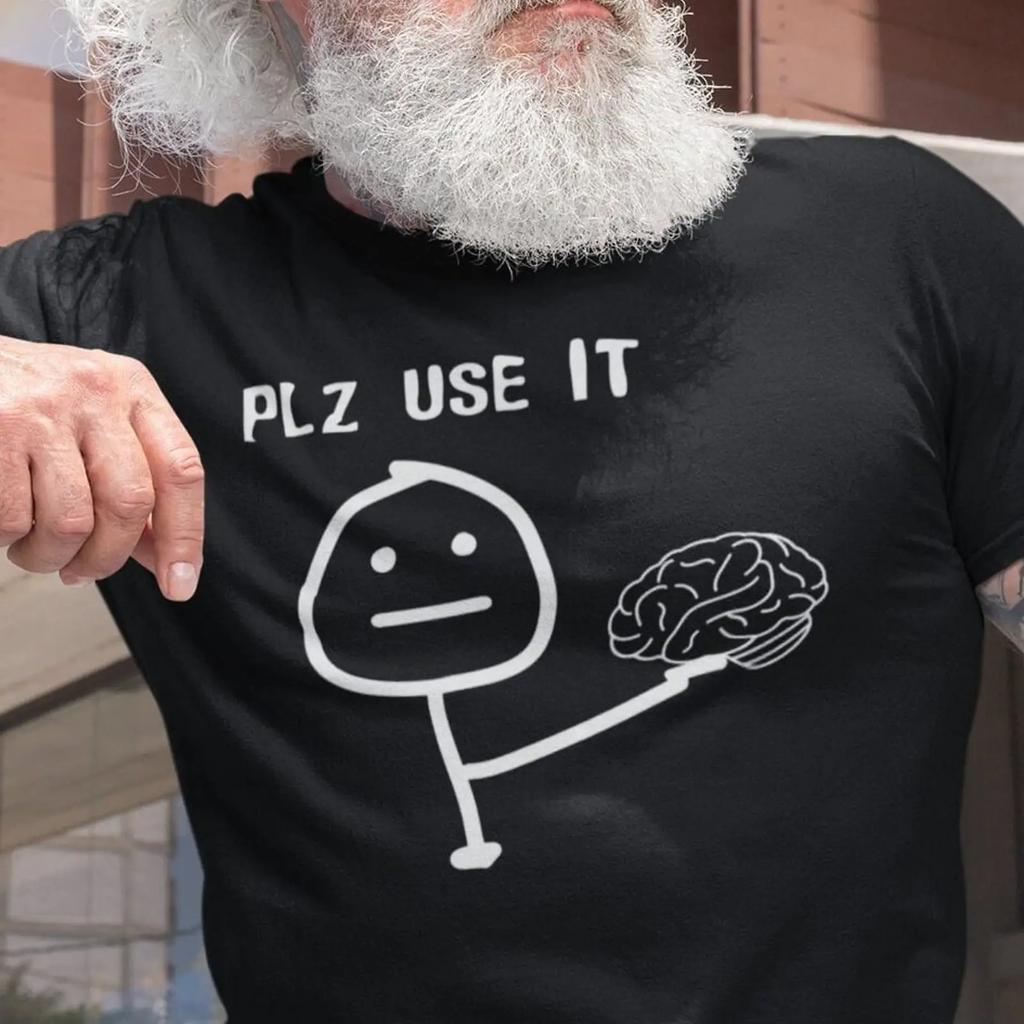 Please Use Your Brain T Shirt Funny Sarcastic for Humorous Brainy Quote Unique Idea Vintage Washed Top For Everyday Wear