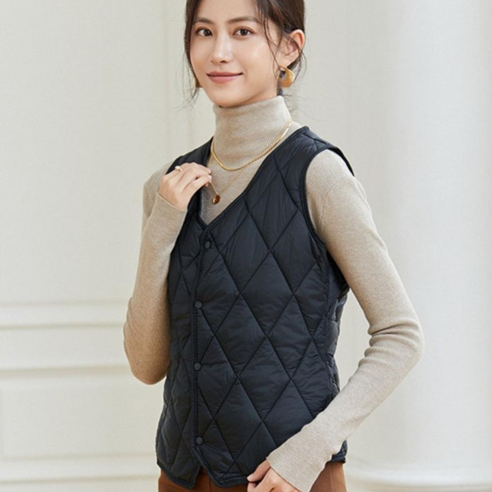 Autumn/Winter Down-Filled Cotton Waistcoat Liner Women's Lightweight Warm Inner Vest Form-Fitting Slimming Underwear Waistcoat