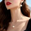 Imitation Pearl Necklaces Earrings Sets For Women Fashion Flower Cubic Zirconia Pendant with Chain Birhday Gift