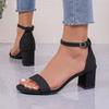 Outdoor Heels Women Sandals 2025 Summer Sandal Fashion Square Low Ladies Elegant Dress High Heels Sandal Shoes Casual Slides