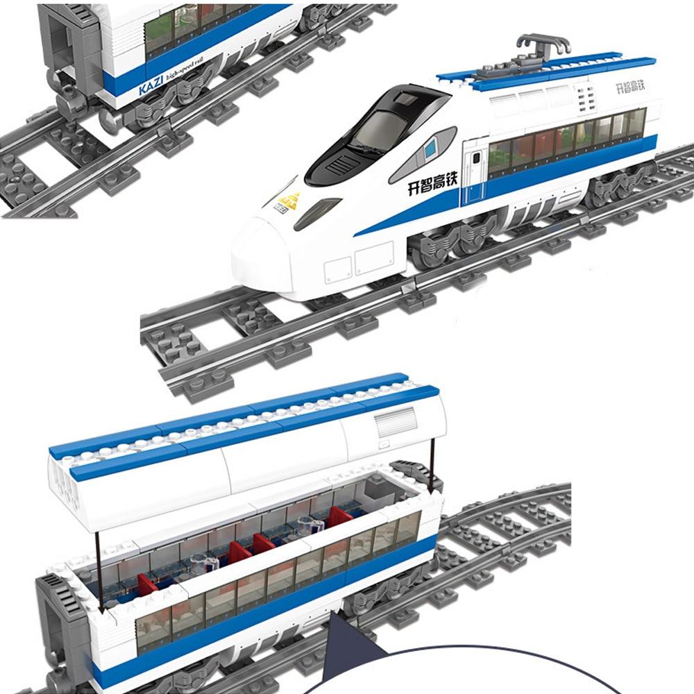 KAZI 98227 415PCS GBL Battery Powered Electric Train High Speed Rail DIY Building Block Gift Toys for Children