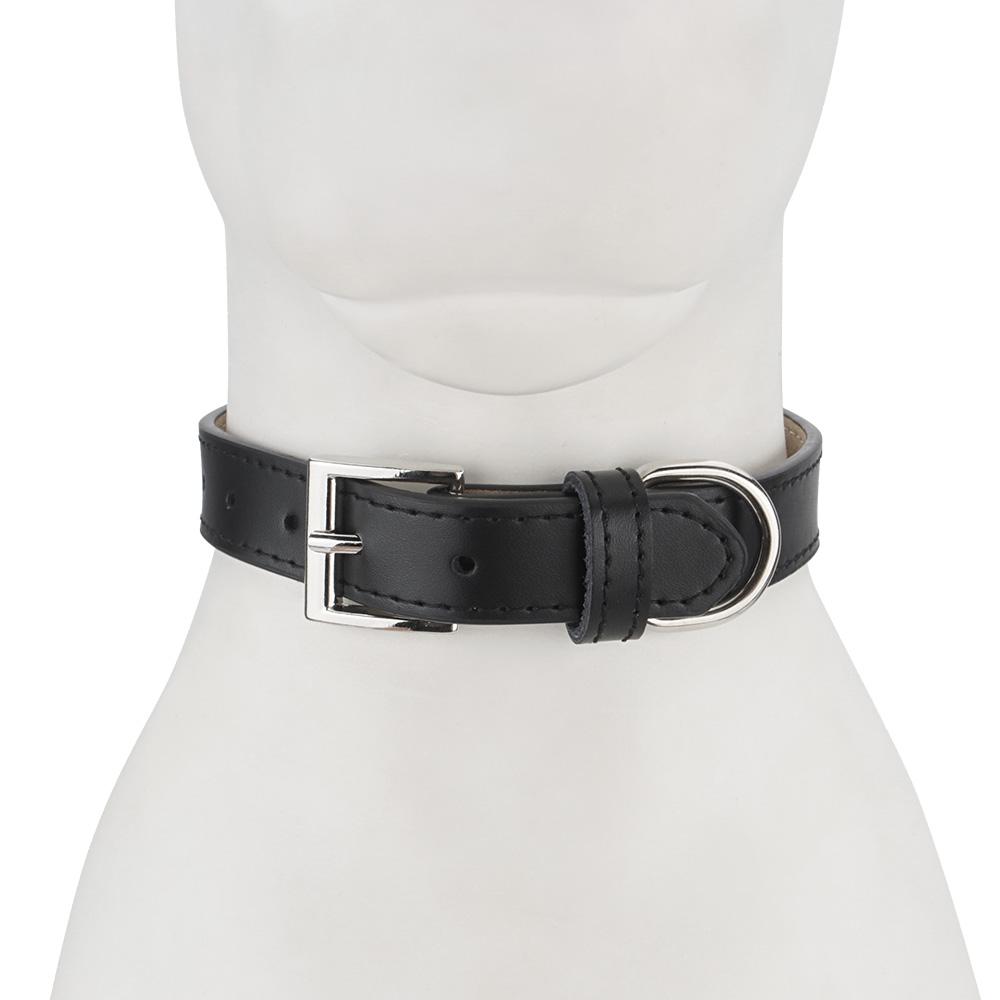 Leather Dog Collar,Soft Padded PU Dog Collars with Heavy Duty Buckle,Durable & Comfortable for Small Medium Large Dogs Walking