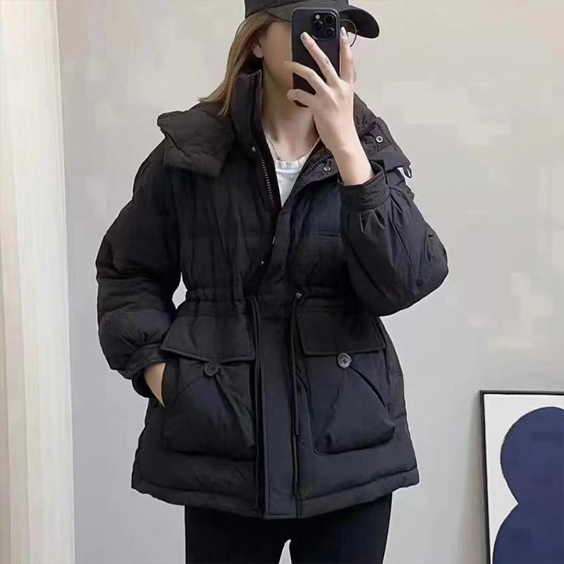 Pâine de culoare crem haină de iarnă pentru femei Jachetă de puf de rață alb stil scurt de damă