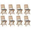 VidaXL Set of 8 Outdoor Folding Chairs with Cushions, Patio Seats, Dining Chairs, Patio Furniture 3075129
