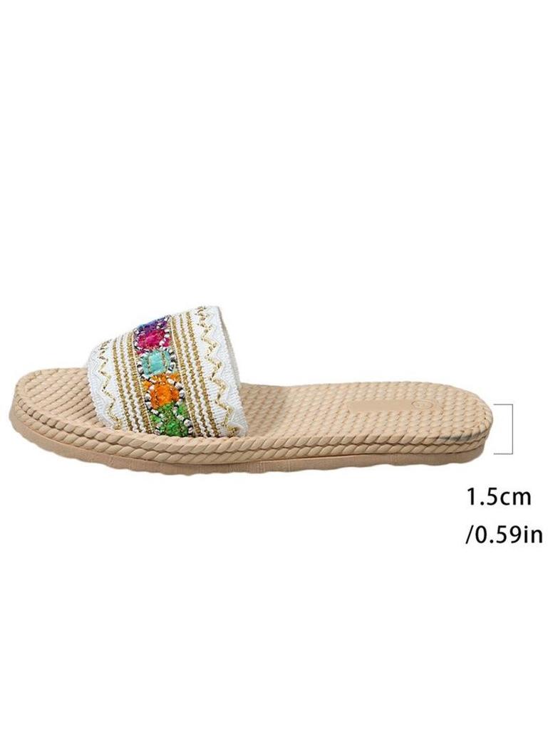 Ethnic Style Thick-Soled Large Size Casual Open-Toe Flip-Flop Sandals with Hemp Rope Sole