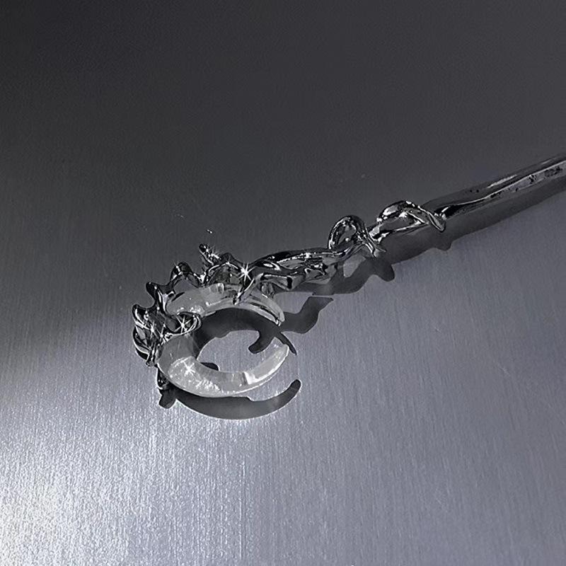 2025 New Black Crystal Moon Hair Stick For Women Vintage Chinese Style Chopstick Shaped Hairpin Headdress Hair Accessories