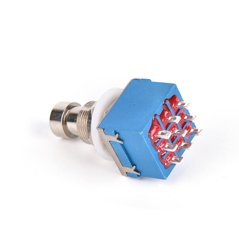 1X 9-Pin 3Pdt Guitar Effects Pedal Box Stomp Foot Metal Switch True Bypass Blue