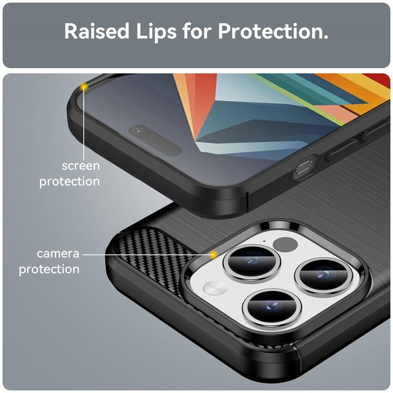 For iPhone 16 Pro Max Case Cover For iPhone 16 Pro Capa Shockproof Bumper Carbon Fiber Soft Silicon Fundas For iPhone 16 Pro Max