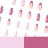 24Pcs/Set Quick Nails Purple Glitter French False Nials Sticker Wearable Waterproof Manicure Finished Nails
